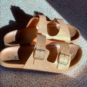 Rose Gold Double Buckle Sandals